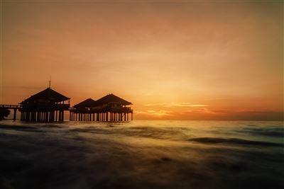 Singaraja am Meer bei Sonnenuntergang